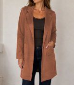 Lång kavaj i mockalook, Camel