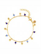 Charm armband, kornblå/guld, By Jolima
