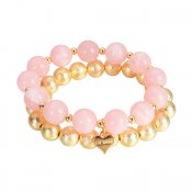 Armband 2 in 1, rosa/guld