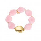 Armband Stenpärlor, rosa/guld