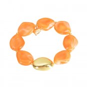 Armband Stenpärlor, orange/guld