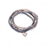 Armband med glasstenar, grå/brun