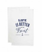 Kökshandduk On the Boat, vit/marinblå