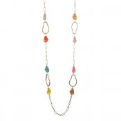 Långt halsband Colours, multi/guld