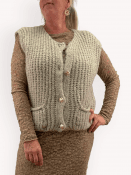 Zabia, grovstickad väst med knappar, beige