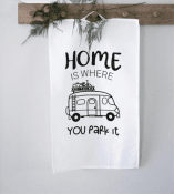 Kökshandduk HUSBIL, vit/svart