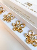 Tina – Open Gold Flower Crystal, knappsmycken 6-pack, guld