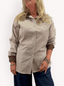 Tove randig blus med kontrastkrage, brun