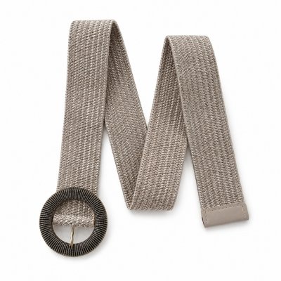 Elastiskt bälte med dekorativt spänne, beige