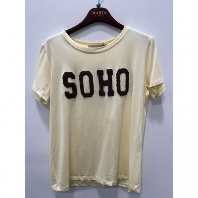 T-shirt Herdis, ljusgul/brun