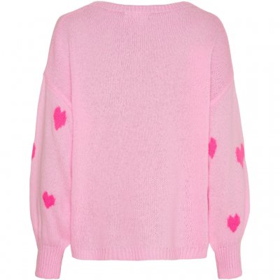 Stickad tröja Clover, Ljusrosa/chockrosa