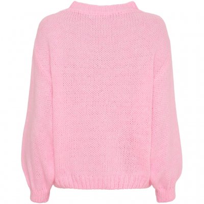 Stickad tröja SMILE, Ljusrosa/chockrosa