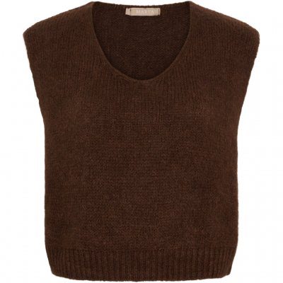 Stickad väst Marlene, chokladbrun