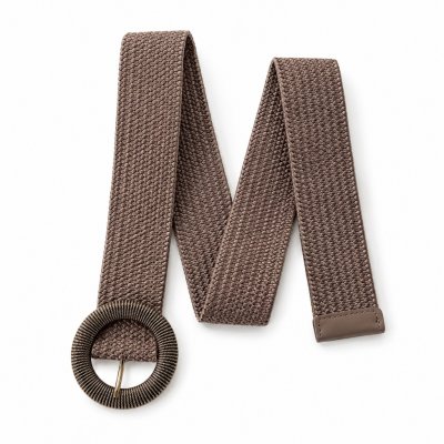 Elastiskt bälte med dekorativt spänne, beige