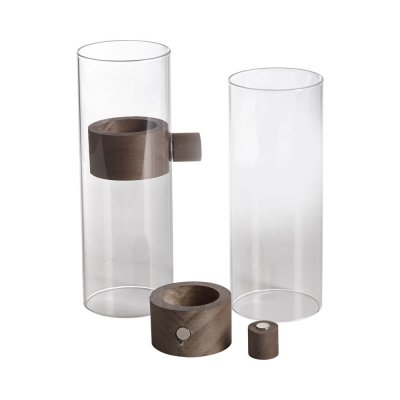 Ljuslyktor Elvin 2-pack, glas/trä
