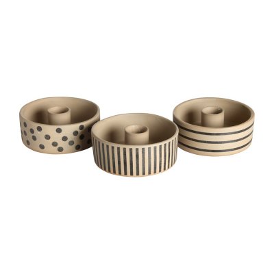 Ljusstake Stripy, beige/svart