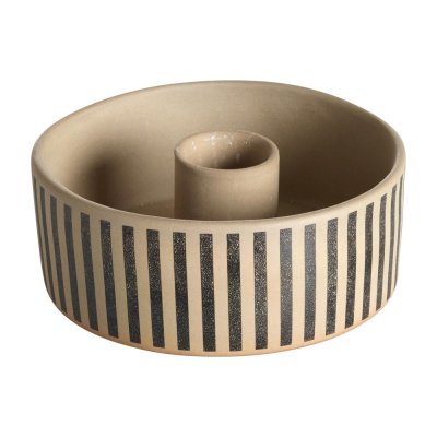 Ljusstake Stripy, beige/svart