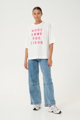 T-shirt More Amor, vit/cerise