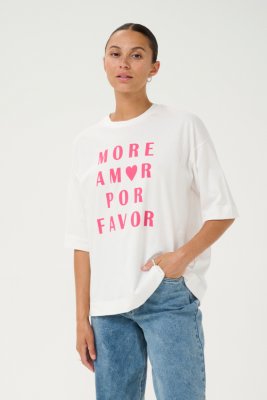 T-shirt More Amor, vit/cerise