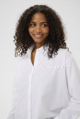 Skjorta med silvriga nitar Kasanni, Optical White