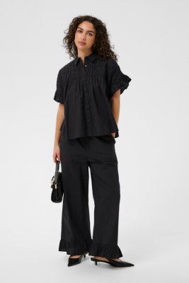 Kaverdina Flounce Blouse, Black Deep
