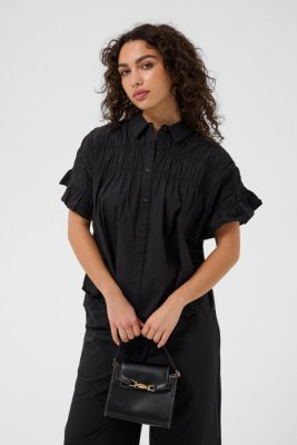 Kaverdina Flounce Blouse, Black Deep