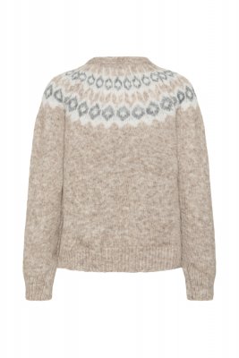 Stickad tröja Kaberta, Beige Melange/Grey/Chalk