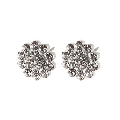 Örhängen Liten blomma, silver/strass