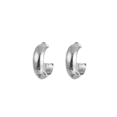 Örhängen bredare liten ring, silver