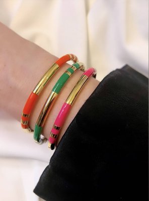 Naxos armband, grön/guld, By Jolima