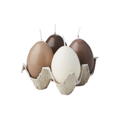 EGG CANDLES Hönsägg ljus, 4-pack, Brun/beige/elfenben