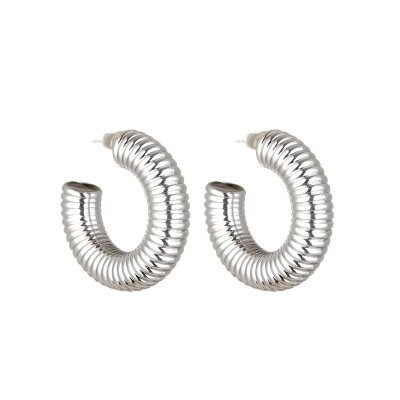 Örhängen Ring with Lines, silver