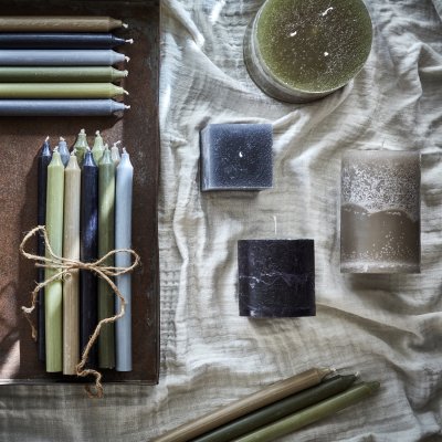 Ljus 28 cm RUSTIC, Mossgrön