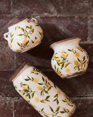 LEMONA Urna S, Vit/grön/gul