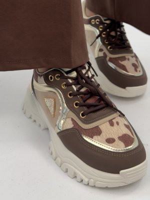 Sneakers Chunky, brun/strass/guld