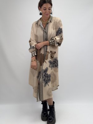 Filia, Mönstrad viskosklänning, beige