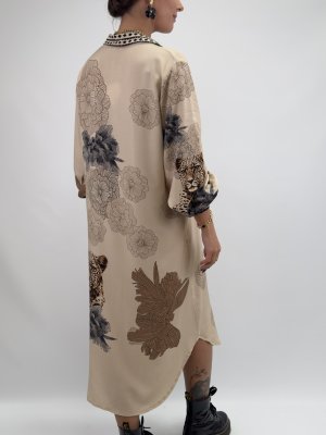 Filia, Mönstrad viskosklänning, beige