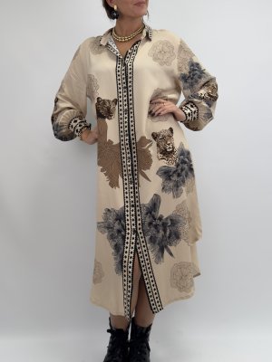 Filia, Mönstrad viskosklänning, beige