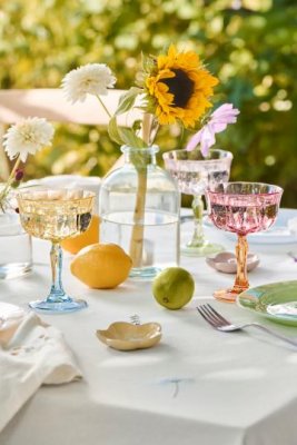 Champagne-/vinglas, rosa/orange