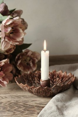 Majas Leaf Ljusstake, reactive brown