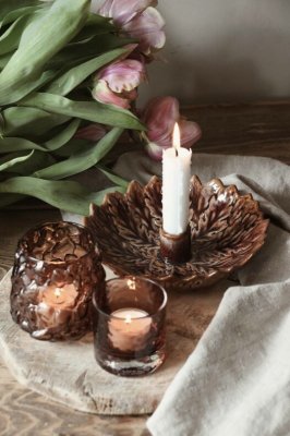 Majas Leaf Ljusstake, reactive brown