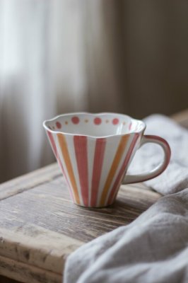 Majas Mugg Dots & Stripes, Ockra/Pink
