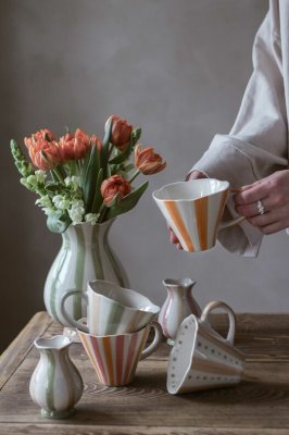 Majas Mugg Dots & Stripes, Ockra/Pink