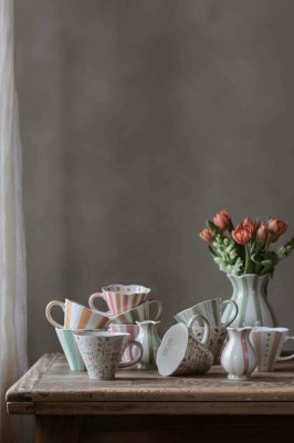 Majas Mugg Dots & Stripes, Ockra/Pink