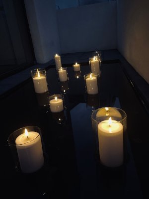 LED blockljus Ø 7,5 x 15 cm, vitt, Deluxe Homeart
