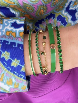 Charm armband, grön/guld, By Jolima