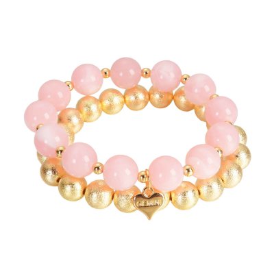 Armband 2 in 1, rosa/guld