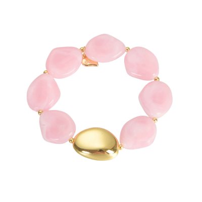 Armband Stenpärlor, rosa/guld