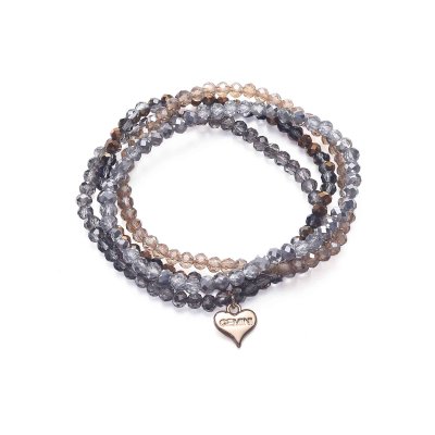 Armband med glasstenar, grå/brun