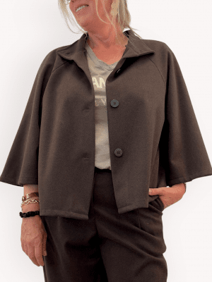 Ponchojacka med knappar Aka, brun